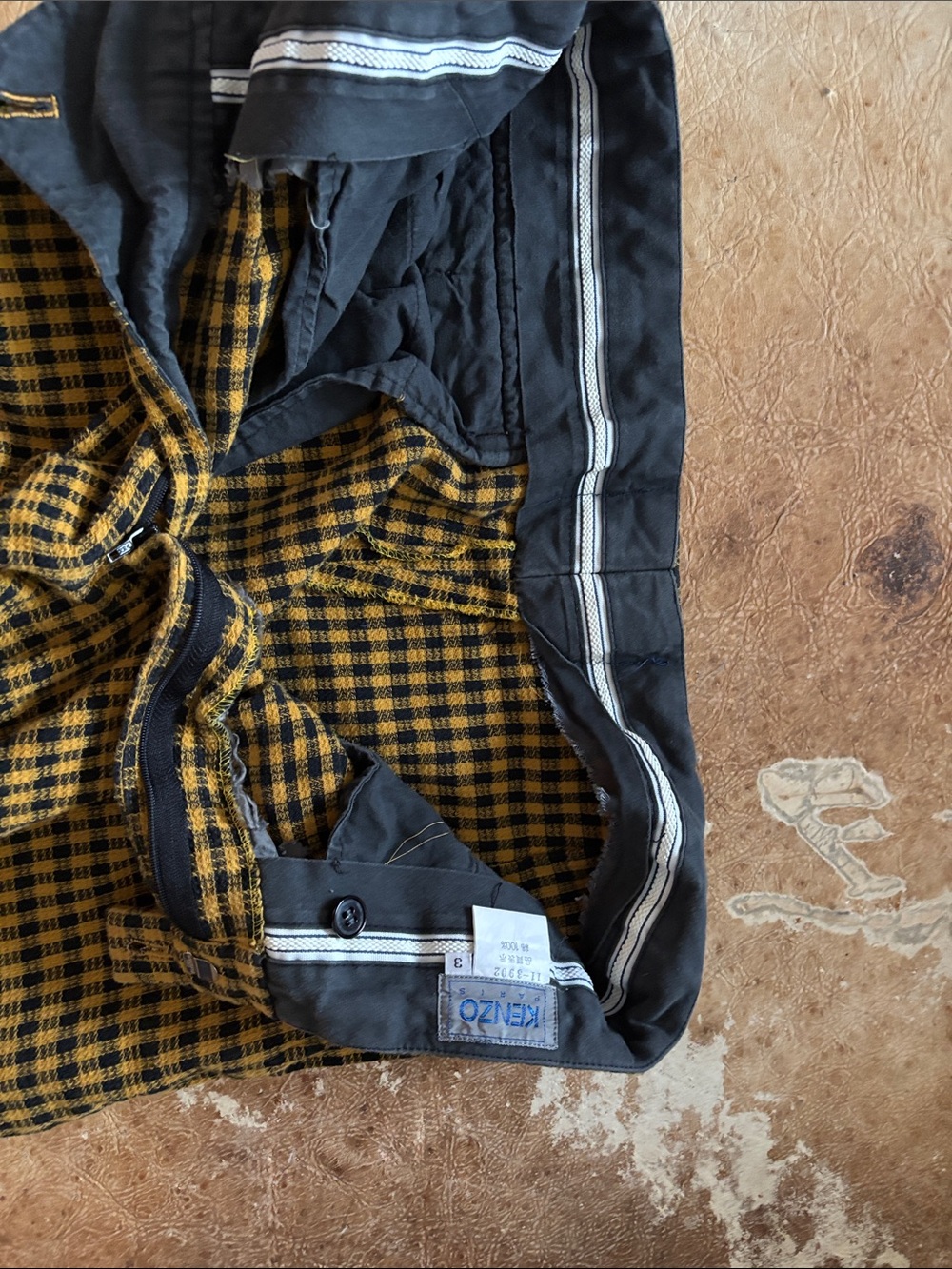 Vintage Yellow and Black Check Cotton Bottoms with flaws. - Picture 4 of 16